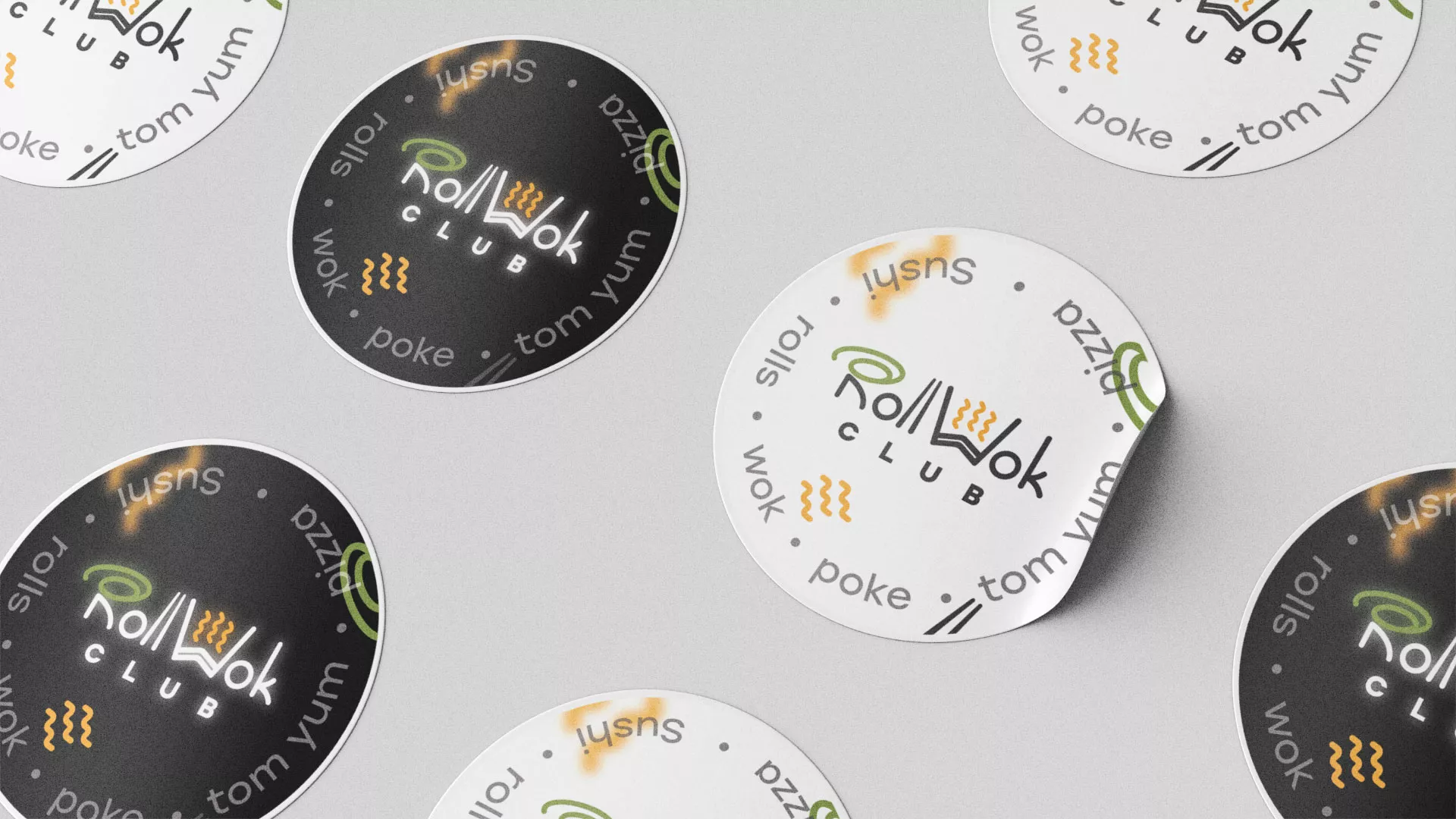 Разработка наклеек для суши-бара «Roll Wok Club» в Яровом